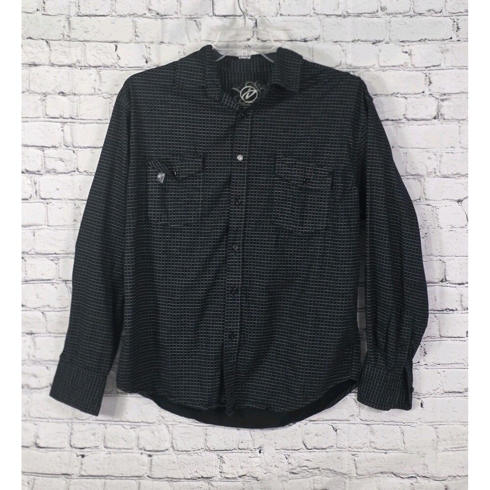 Drill Clothing Company Men’s Large Black Striped Long Sleeve Button Up Shirt